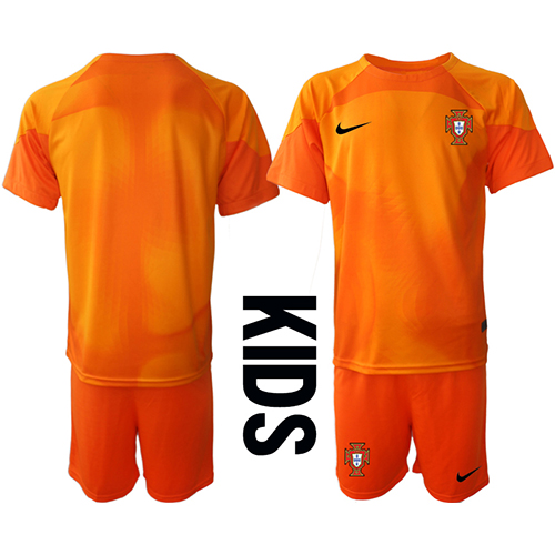 Camiseta Portugal Portero Segunda Equipación Replica Mundial 2022 para niños mangas cortas (+ Pantalones cortos)